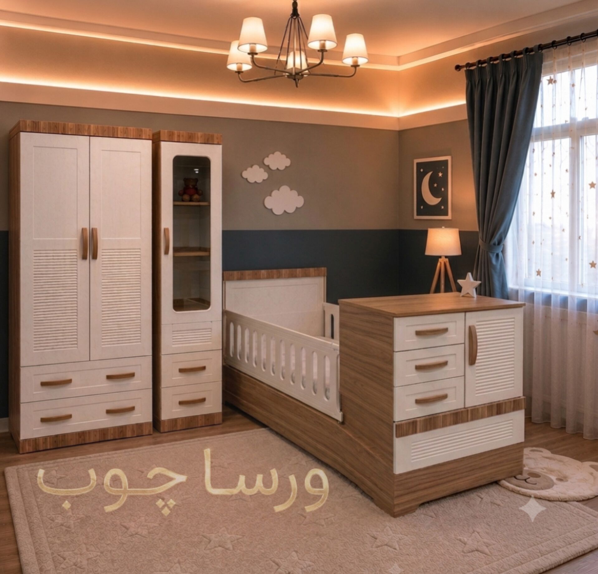 سرویس تخت و کمد نوزادی مدل لاکچری